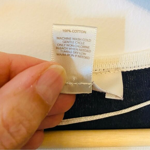 LOFT navy and white lightweight open cardigan size small.  100% cotton - Picture 7 of 7